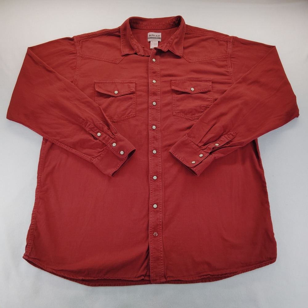 Ariat Jurlington Retro Fit Shirt Mens XXL-Tall Red Excellent Western Pearl Snap